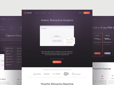 Heap Redesign analytics animation clean data focus lab heap illustrations screen design ui ux website website design