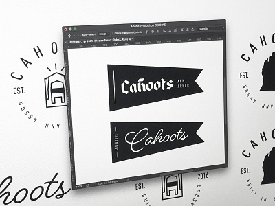Cahoots Identity in Process branding flag focus lab historic identity logo design michigan pennant