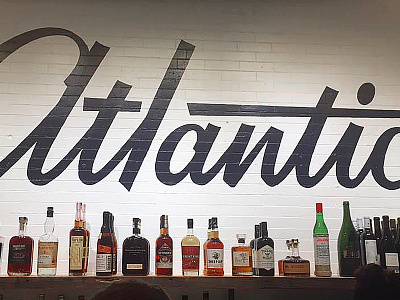 Atlantic Logotype atlantic bar branding custom script food identity design lettering logotype paint restaurant script typography