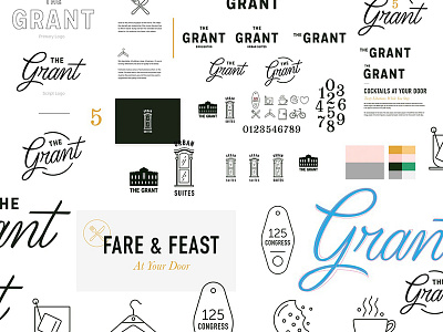 The Grant branding housing identity design letter logo design process savannah script sleep the grant vacation