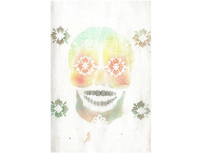 Skull illustration soft pastel stencil