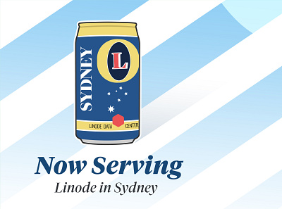 Now Serving: Linode in Sydney background branding illustration vector