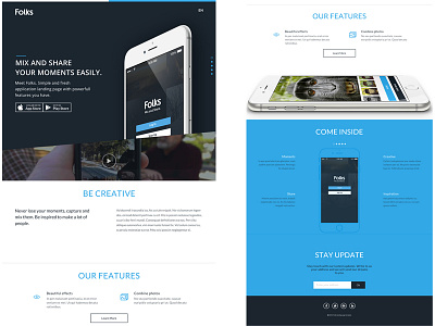 App landing page clean flat landing page layout ui website