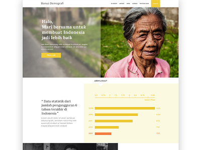 Homepage article charity flat homepage indonesia interface layout ui web design website