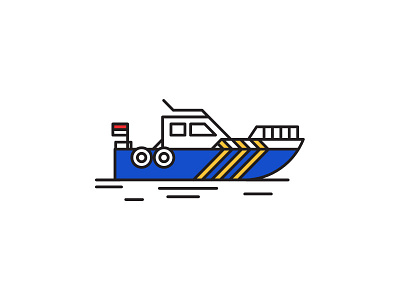 Patrol Boat boat icon illustration line patrol stroke thin