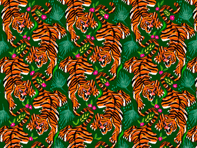 Tropical Tigress pattern pattern design patterndesign print print design surface design surface pattern textile