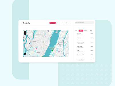 Search jobs on maps adobexd clean design hiring job application joblisting maps minimalist uiinspiration