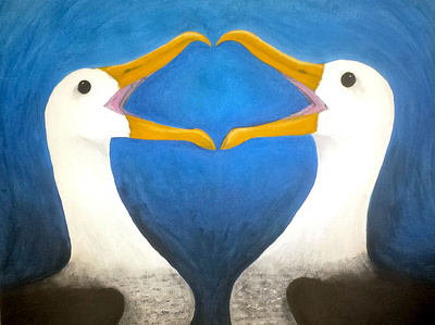 Albatross Love acrylic acrylic paint acrylic painting bird illustration birds illustraion illustration art painting