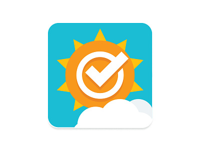 PD Icon app check cloud concept day flat habit icon material shine sun