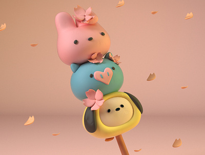 Cookie, Mang & Chimmy 3d art 3dmodeling character design cinema4d design