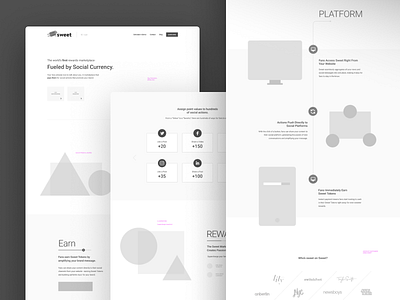 Sweet Wire coin collab currency draft landing process sprint sweet ux webdesign website wireframe