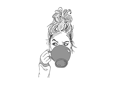 Yesterday's Makeup blackandwhite coffee illustration illustrator lineart mood womans