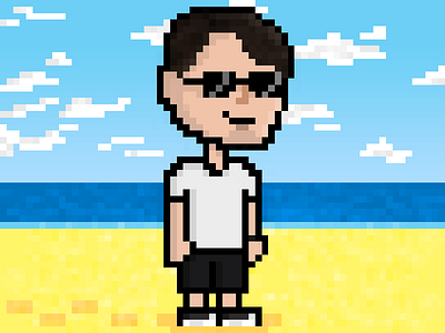 Beach Walk art beach ocean pixel sand sky summer sun sunglasses walk