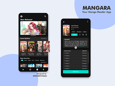 Manga Reader App - MANGARA app dark design figma manga mobile mode ui
