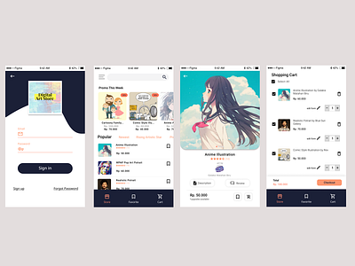 Digital Art Store app design mobile ui