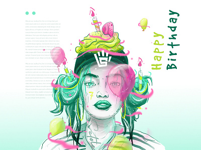 HAPPY BIRTDAY beautiful girl birthday card design digitalart happy birthday illustration merchandise merchant setole tosca woman