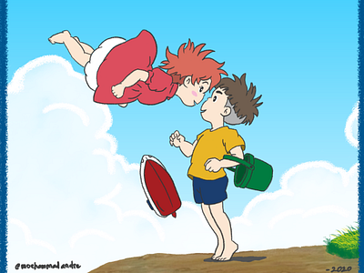 Ponyo On The Cliff - Illustration