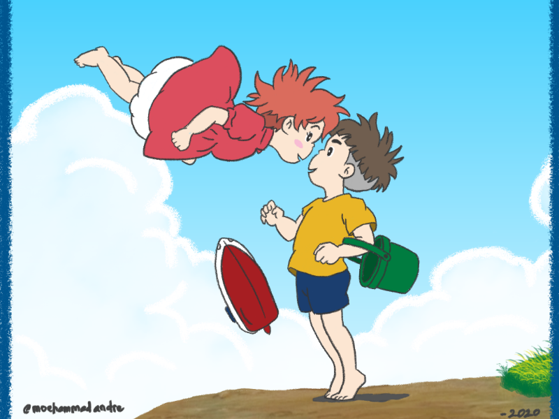 Ponyo On The Cliff - Illustration by Andre Muhammad on Dribbble