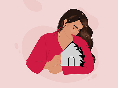 A Nurturing Homemaker Concept bohemian boho character characterdesign home homemaker house illustration illustration art illustrations minimal minimal illustration mother motherhood nurture pastel illustration pink red woman woman illustration