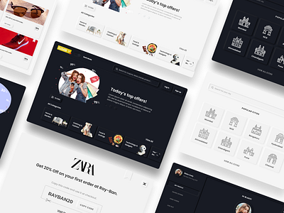 Coupon Website – Neumorphism design coupon dark mode design design agency light mode minimal neomorphism neumorphism offer redeem shopping ui ux vouchers web design website