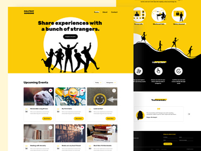 Audio Chat Room | Event Booking Website audio chat room black black yellow booking clubhouse community connect events messaging people silhouette talk ui design uiux web design website white yellow yellow website