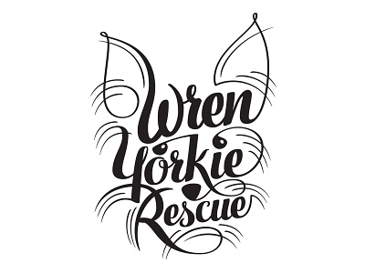 Wren Yorkie Rescue Logo dogs hand lettering lettering logo pencil sketch type