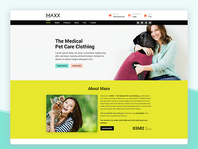 Landing page for Maxx Pet - Pet care clothing shop adobe xd landing page ui design web design