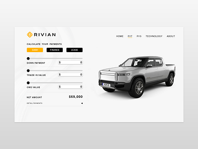 Daily UI Challenge 004 app branding dailyui illustration minimal rivian ui vector web website