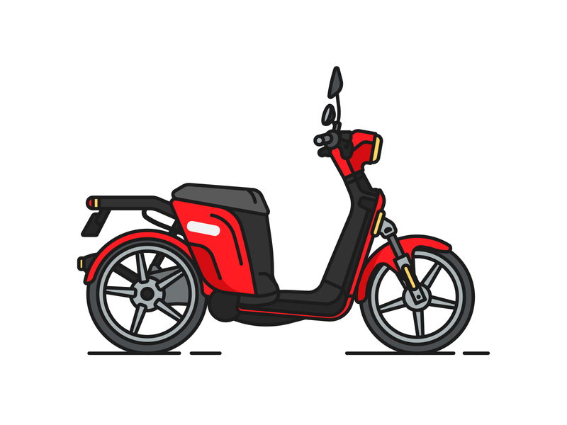 Scoot Askoll 2018 brooklyn city clean design electric electric bike energy icon illustration moped red scoot scooter transportation ui wheels