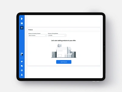 Add Products Empty State add products blue blues boxes brooklyn ny design empty state flat illustration inturn ipad mobile mockup nyc panels product products page tablet ui design