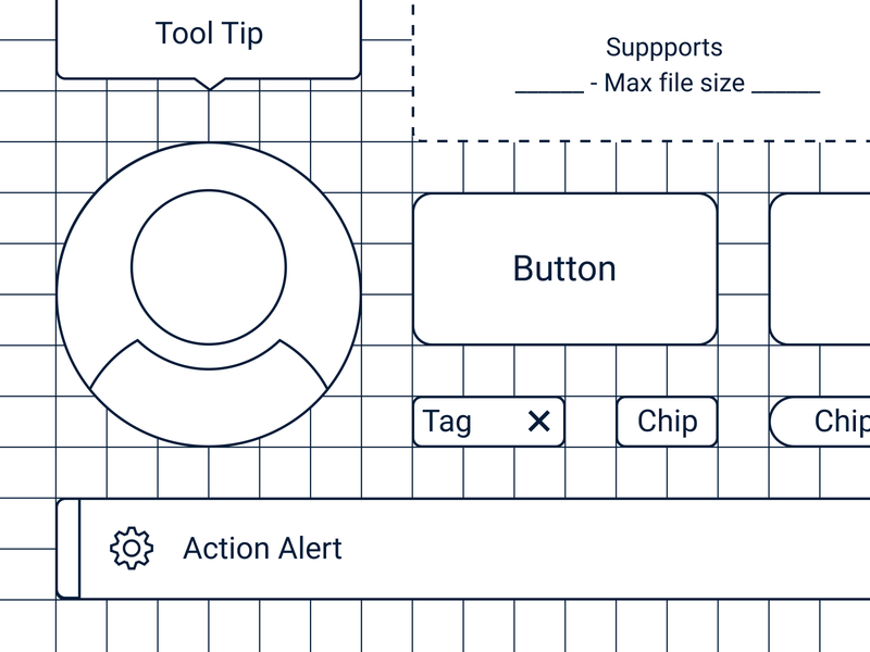 Design System Blueprint pt. 2 alert avatar brooklyn ny button chip component dropzone element figma graphic design grid icon illustration navy new york tag tool tip ux