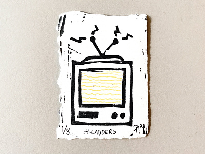 Analog analog antenna card colored pencil design edition electricity illustration ink making mono print paper print print making resolution sketch static tube tv yellow