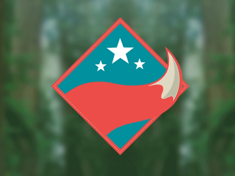 Oatland Wildlife Fox Badge aftereffects animation badge blue forest fox green maysdesigns oatland orange tail vector