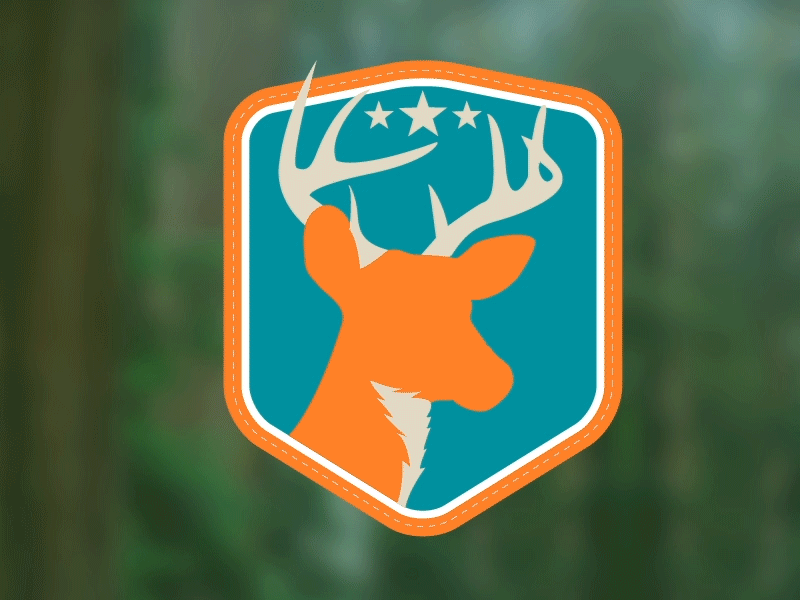 Oatland Wildlife Deer Badge aftereffects animation badge blue deer forest maysdesigns oatland orange playful simple vector