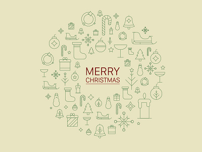 Christmas Wreath brooklyn christmas green icon iconography illustration merry sleigh snowman stocking tree wreath