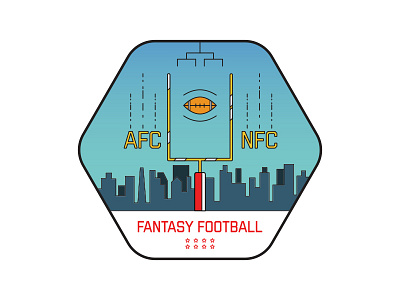 Fantasy Superbowl blue city football goal post icon illustration line nyc red super bowl vector yellow
