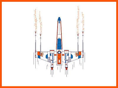 Luke's X-Wing blue brooklyn nyc force awakens iconography illustration luke skywalker orange rebel skywalker space star wars xwing fighter
