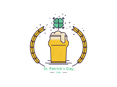 St Pats 16 2016 beer boston brooklyn nyc foam four leaf clover glass graphic design green illustration st patricks yellow