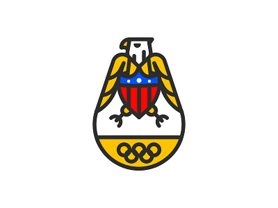 USA Olympics Badge badge bird brooklyn nyc eagle illustration primary colors rings shield stars sticker mule summer olympics 2016 usa patriot