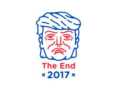 The End 2017 2017 45th president brooklyn nyc donald j trump face illustration inauguration day man red white and blue the end transition united states of america