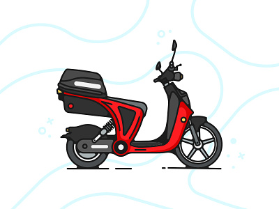 Scooter brooklyn ny city bike driving electric illustration moped project red scooter transportation vehicle wheels