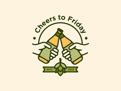Cheers To Friday alcohol beer booklyn ny cheers drinking friday glass bottle hands hops illustration ipa plants