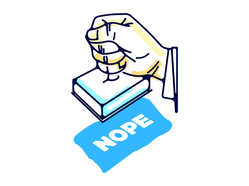 Nope blue ink clothing sunday brooklyn ny illustration thumb fist hand stamp nope no