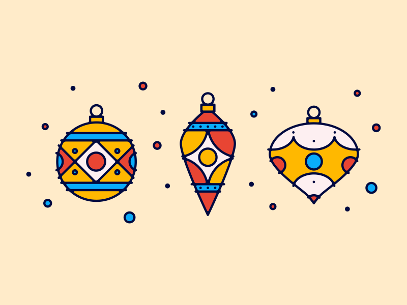 Christmas Ornaments illustration brooklyn ny icons decorations holidays winter 2017 ornaments bulbs christmas