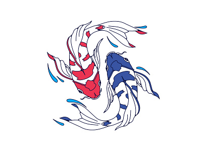 Koi Fish blue brooklyn ny fish illustration koi pisces red tattoo water