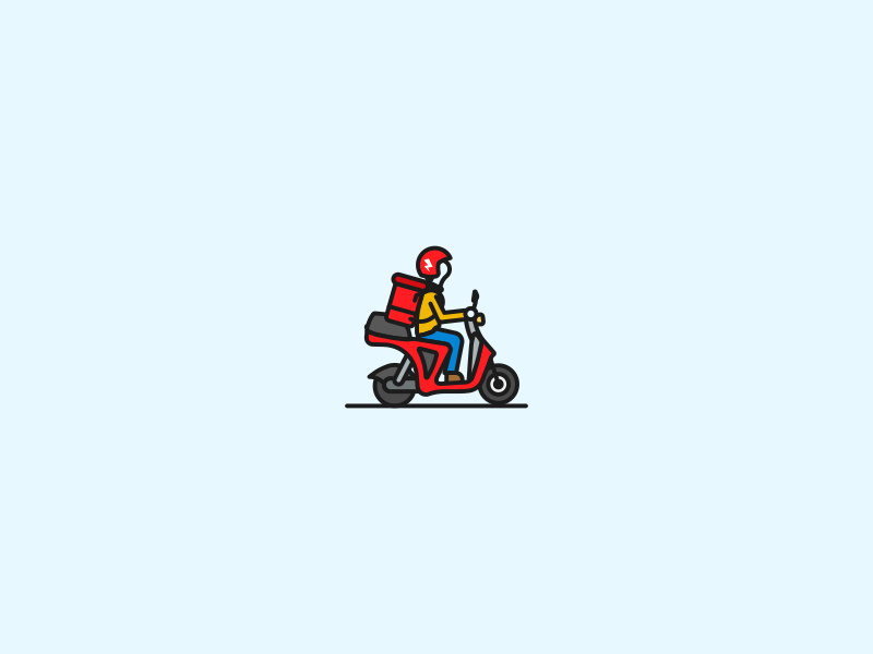 Scoot Courier illustration san francisco brooklyn ny person icon wheels lightning bolt helmet delivery courier scooter scoot