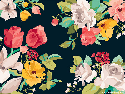 Bold Floral / Mural bold floral flowers illustration pattern vector