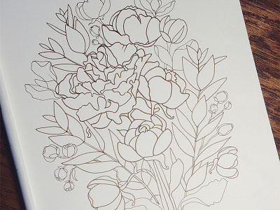 Peonies Coloring Book WIP coloring book floral flowers peonies wip