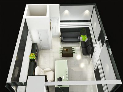 Office ( top_view ) 3d rendering office office cabinat