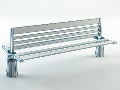 Bench ( clay_render ) bench iron seating park public sidewalk